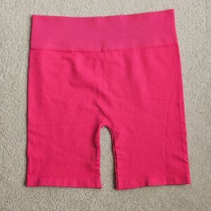 Womens Biker Boyshorts Seamless Sz S Pink Yoga Sport Workout Ribbed Slimming